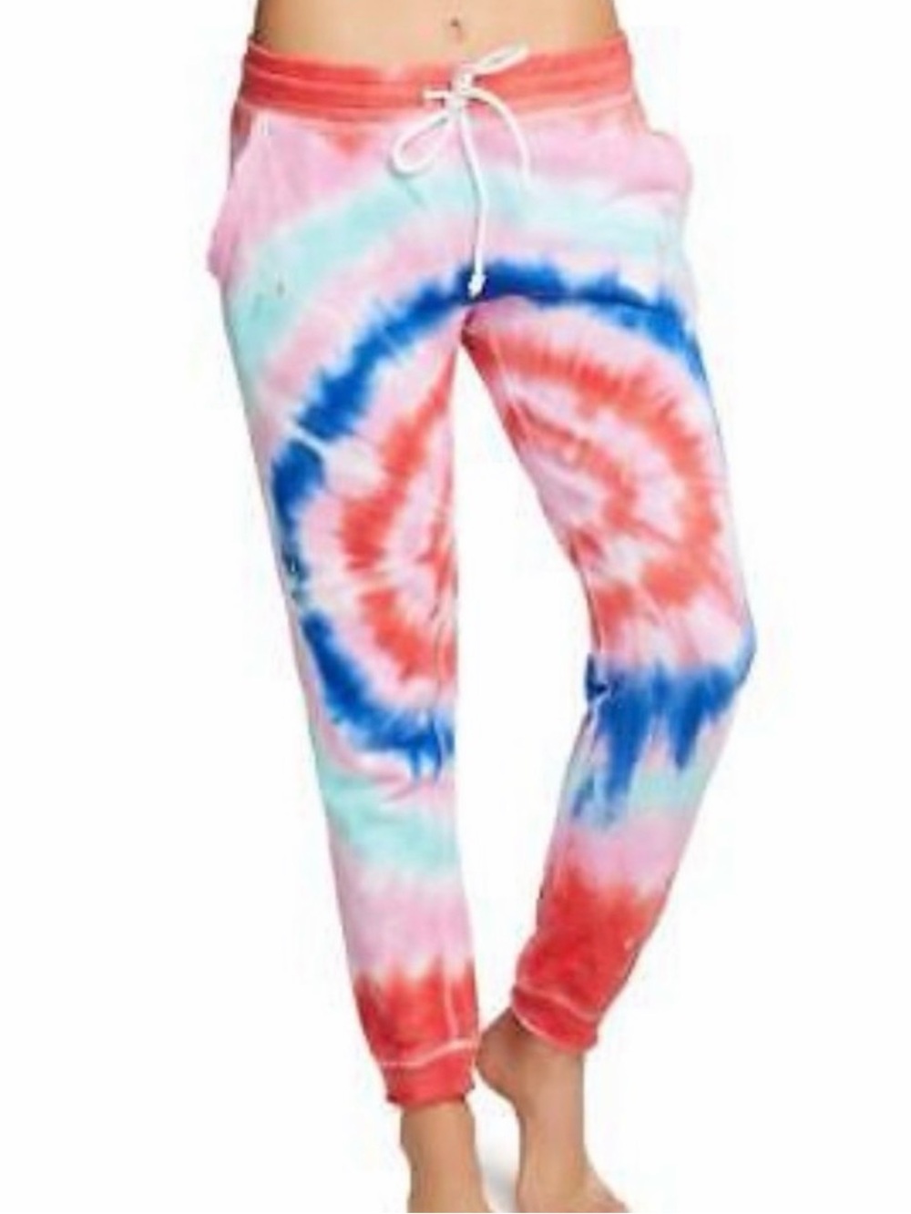 Chaser Tie-Dye Lounging Sweatpant Joggers in Coral, Pink & Light Blue S